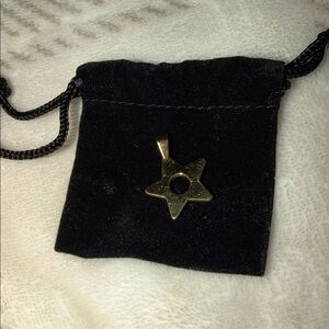Gold Star Pendant with Black Velvet Pouch